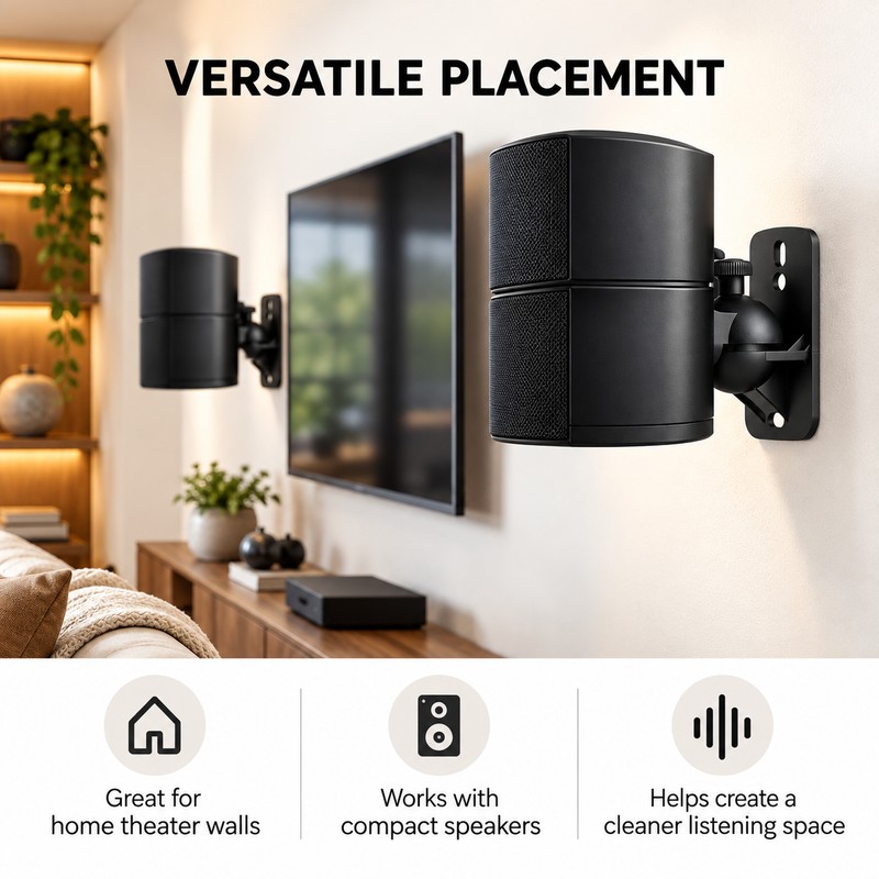 2PCS Adjustable Speaker Wall Mount Brackets with Swivel & Tilt