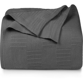 Utopia Bedding Cotton Twin Blanket Grey - 90x72 Inches Blanket for Bed - 350 GSM Soft Breathable Blanket