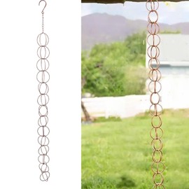 Metal Rain Chain with Hook, Elegant Sturdy Circle Wind Chime Hanging Rain Chain for Home, Balcony, Patio, Drainage Function