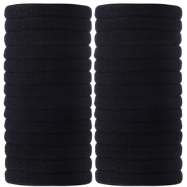 JOISHOP 60pcs Black Hair Ties, Thick Elastic Hair Bands Soft Hair Bobbles Ponytail Holders Seamless for Women Thick Curly Hair No Damage