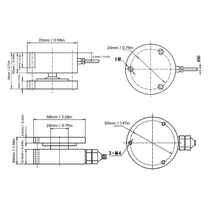 1T Flat Membrane Box Load Cell Stainless Steel High Accuracy