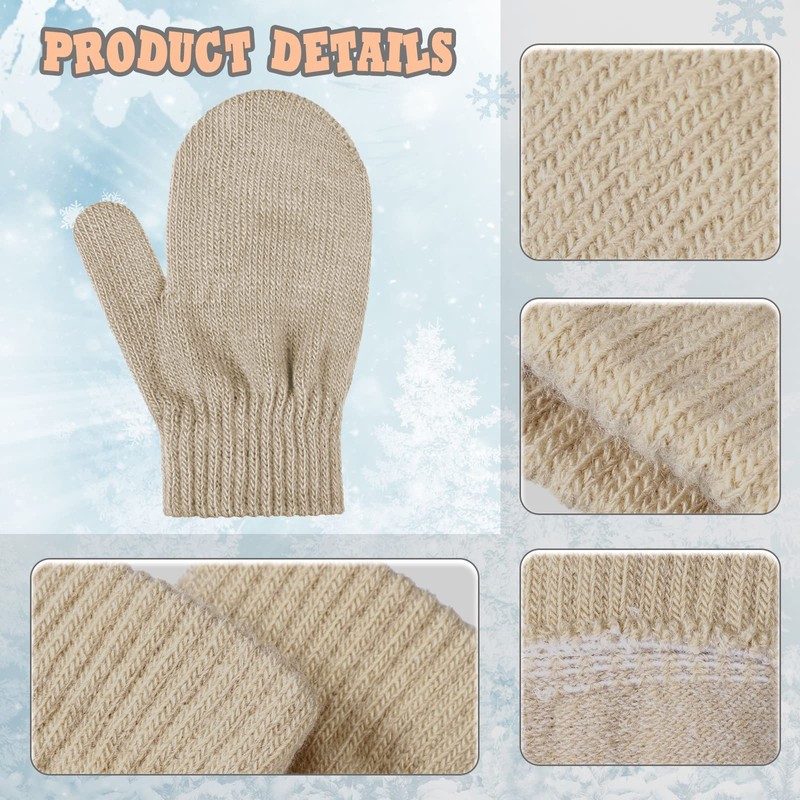 6 Pairs of Children's Winter Gloves, Warm Baby Knitted Gloves,