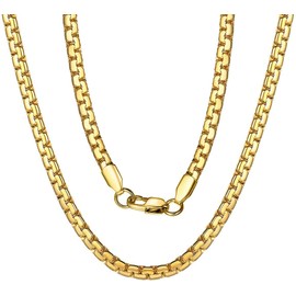 DAYA EMPIRE Men Women Gold Box Round Roll Chain strong solid 18k lobster clasp 3MM Necklace Thin for Charms (20.00)
