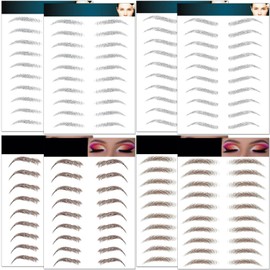 Eyebrow Tattoo 8 Sheets, 84 Pairs Eyebrow Tattoo Sticker Waterproof 4D Hair-Like Temporary Eyebrows Peel Off Brows Grooming Transfers Stickers Makeup for Women, Men, Girls, Brown