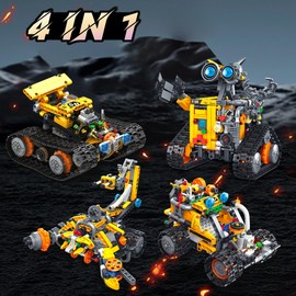 MOJINO Robots Toy for 5 6 7 8 9 10 11 12+ Year Old Boy, 4 in 1 Technik RC Building Set Gifts for Boys Ages 6-12+ Building Set App & Remote Control Educational Toys