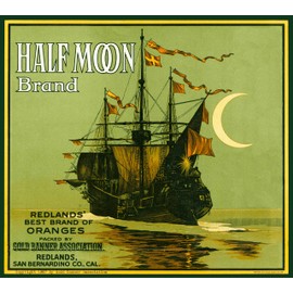 A SLICE IN TIME Redlands San Bernardino County California Salton Citrus Fruit Crate Label Art Prints (Half Moon (Ship))