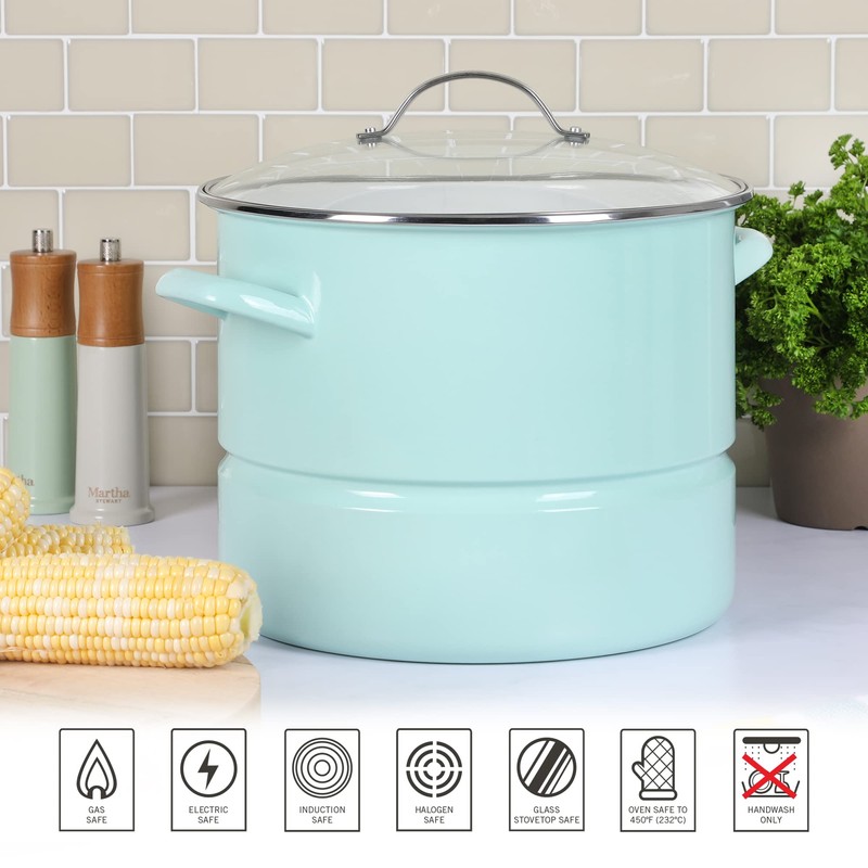 Martha Stewart Thayer 16-Quart Enamel On Steel Scratch Resistant Steamer