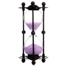 QIRLOEU 15 Minute Hourglass Sand Timer, Vintage Metal Hour Glass Timer for Home Office Desk Decor, Cute Sand Clock Gifts (Purple)