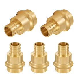 (Pack of 5) FOSKAN 3/4"Press x 3/4" PEX Crimp Brass Coupling Adapter,Press Fittings Connect from Copper to PEX Pipe