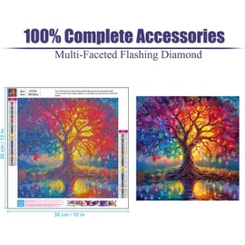 Tree of Life Diamond Art Kits Adults,Tree 5D Diamond Painting Kits for Adults,Colorful Gem Art for Home Wall Decor Gifts(12x12 inch)
