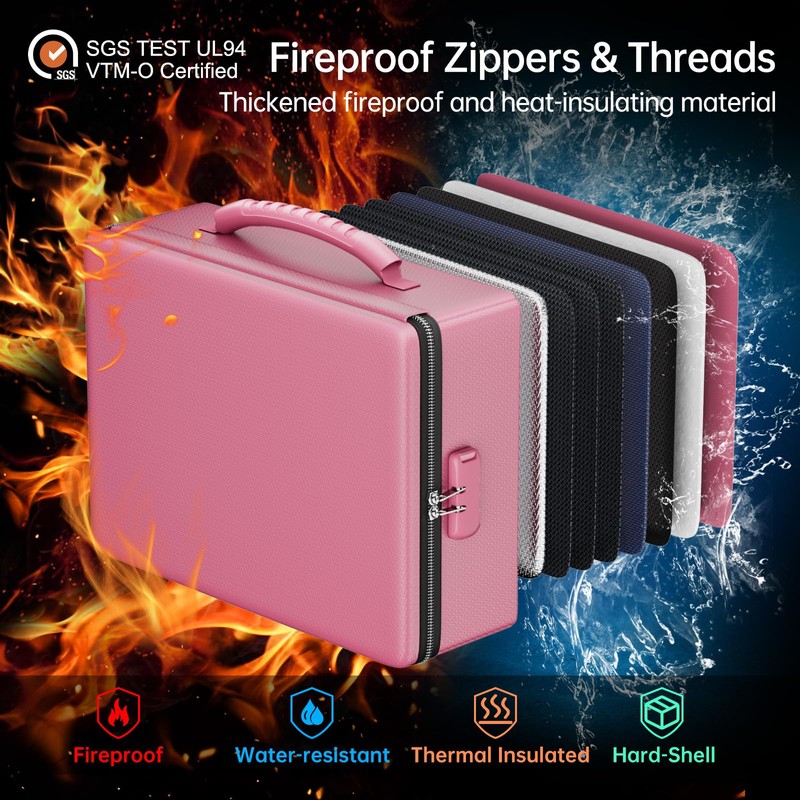 ENGPOW Fireproof Document Box, Hard Case File Box with Fireproof