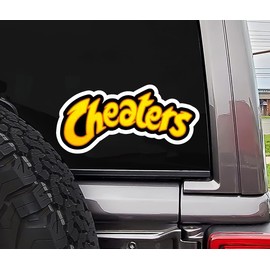 Cheaters Vinyl Sticker Decal 5x5 Inches Funny Decals for Cars Bumper Window Adults Laptop Tumblers Waterbottles Trucks Vehicles
