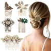 12 Peinetas Para Cabello Mujer, Set de Peinetas en Negro,