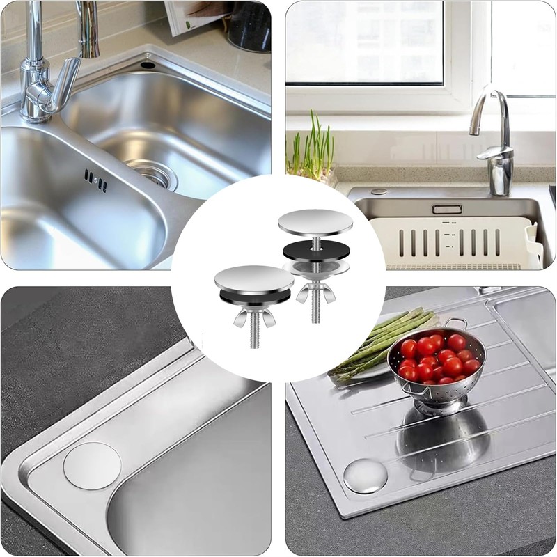 Pack of 2 Sink Kitchen Tap Hole Cover, Metal Sink