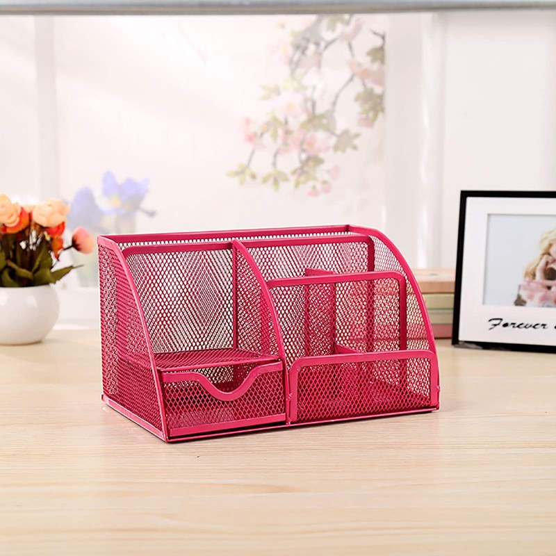 VANRA™ デスクオーガナイザー ペン立て 金属メッシュ ペンスタンド 引き出し付き ペンケース 多機能 収納ボックス 筆箱