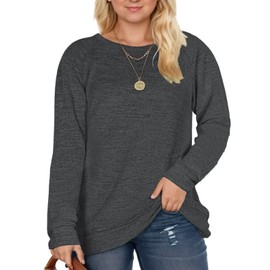 DOLNINE Womens Plus Size Sweatshirts Pullover Autumn Casual Comfy Tops Black Grey 16W
