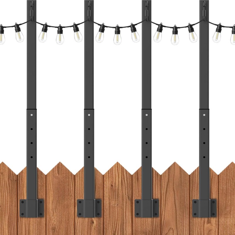 SINLEY 2.8Ft String Light Poles 4 Pack,Light Poles for Outside