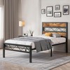 VECELO Twin Bed Frame Metal Platform with Wooden Headboard, Heavy-Duty