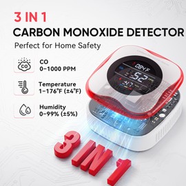 Carbon Monoxide Detectors Plug in,YOJOCK 3-in-1 CO Monitor with Temperature & Humidity Display,Compact CO Alarm for Home, RV & Travel Safety（2 Pack）