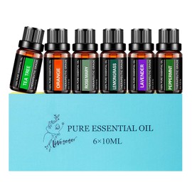 Essential Oils Sets Pure Oils kit- Top 6 Aromatherapy Oils Gift Set-6 Pack, 10ML(Rosemary, Lavender, Lemon Grass, Orange, Peppermint, Tea Tree)-Blue Mini