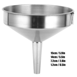 Stainless Steel Funnel, Large Food Grade Thickened Kitchen Funnel for Kitchen Use Filling Bottles Flask Cooking(15cm)