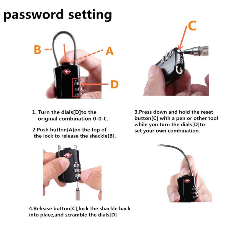 TSA Locks, Digit Combination Padlockss and Steel Cable Combination Travel