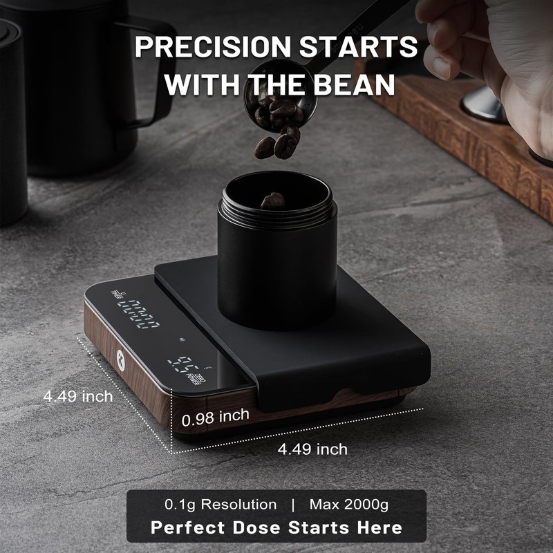 KitchenTour CaféMetric Coffee Scale with Timer 0.1g/2000g - Precision Small