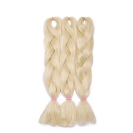 3 Pcs /300g 24'' Braiding Hair Extensions Ombre Jumbo Braiding Hair Braid Hair Extensions Bleach Blonde