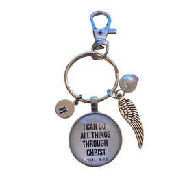 Philippians 4:13 scripture initial keychain