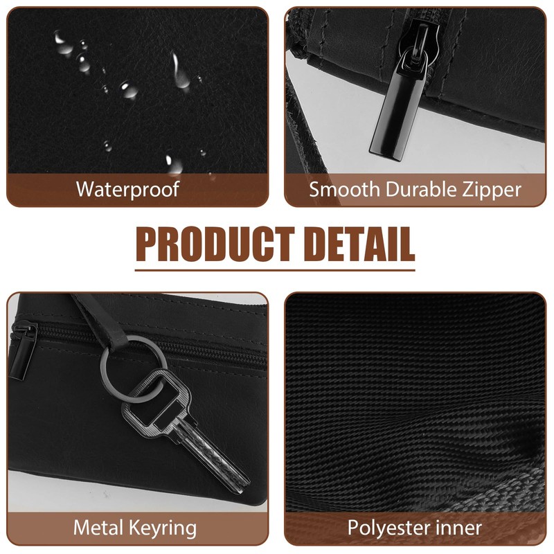 Amaxiu Genuine Leather Mini Coin Purse, black, Classic