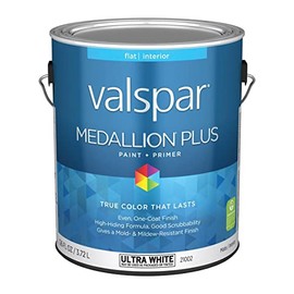Valspar 21002 Ultra White Base Medallion Plus Interior Paint & Primer, Flat, 1 Gallon