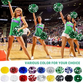 4Pcs Cheerleading Pom Poms for Cheerleader Costume Women, 2 Pair Cheer Pompoms for Boy Girl School Sports Games Team Spirit Cheering Dancing (Sliver Green)