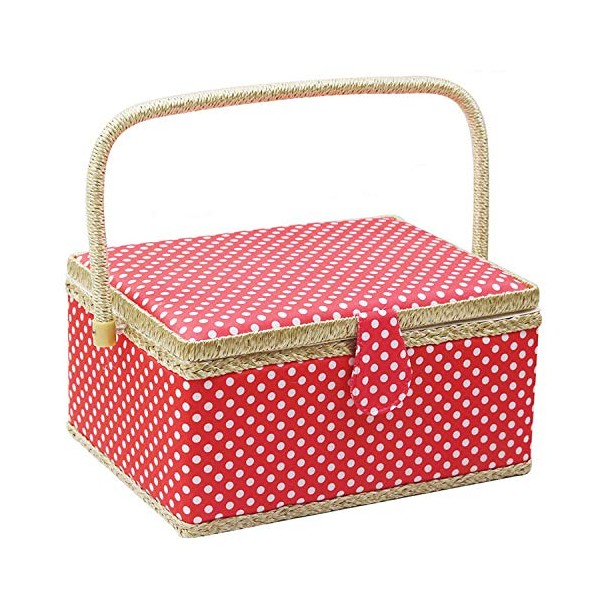 Large Sewing Basket with Accessories,Wooden Sewing Organizer Box for Sewing