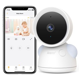 ARENTI Baby Camera, 2K/3MP WiFi 6, Free Smartphone App, Super Night Vision, Crying Detection, Auto Tracking, Temp&Humidity Sensor, Cloud&SD Card Storage (D3)
