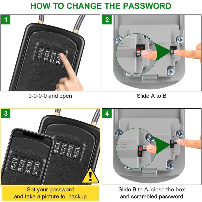 Key Safe, [New Version] [Weatherproof] Diyife Portable Lock Box for