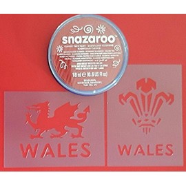 Welsh Three Feather & Dragon Face Painting Set Including Face Paint & Stencils Wales 6 Nations Rugby St. David's Day