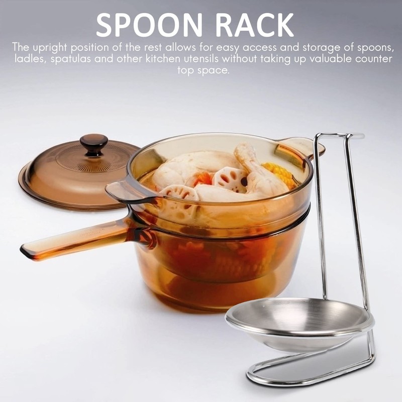 Ksrnsne Stainless Steel Spoon Rest Holder,Long Handle Vertical Saving Soup