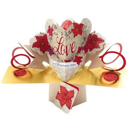 Second Nature "Love Heart and Poinsettias" Pop Up Christmas Card