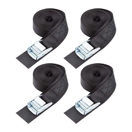 Cartman 2.5 cm x 4.6 m Lashing Straps with Adjustable Cam Buckle Cargo Tie Down with Protective Padding, Pack of 4, Black
