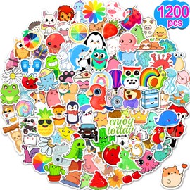 Apakkai 1200 Pcs Stickers for Kids, Cute Water Bottle Stickers for Teens, Kawaii Vinyl Phone Laptop Skateboard Animal Waterproof Stickers, Bulk Aesthetic Sticker Packs for Boys Girls Teacher