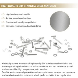 Kindroufly 562 Pieces M2 x 4/6 /8/10 /12/16 /20mm Phillips Pan Head Machine Screws Nuts Washers Assortment Kit, 304 Stainless Steel, Fully Machine Thread