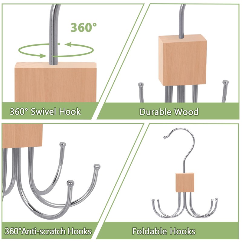 Niuoppy 2PCS 360°Swivel Belt Hanger for Wardrobe, Belt Hangers for