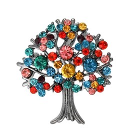 Tree of Life Brooch Pins for Women, Colorful Tree Brooch Pin, Cute Leaf Tree Plant Brooch Lapel Pin, Bohemian Multicolor Tree of Life Brooches Pins for Women Hat Bag Suit Dress Accessories Jewelry