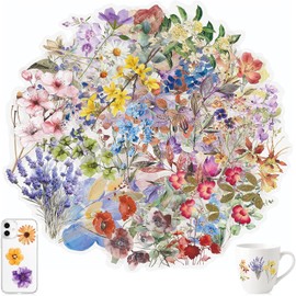 LISAPRO 200 Piezas Pegatinas de Naturaleza Vintage, Calcomanías Decorativas Florales Transparentes, Pegatinas para Álbumes de Recortes, Calcomanías Impermeables, para Diario, Album de Fotos, Laptop