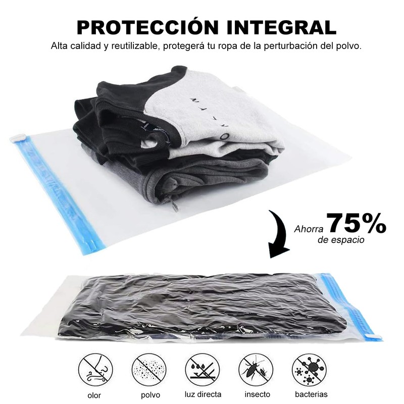 WEILAT Bolsas Vacio Ropa Enrollada a Mano, 10 Piezas Bolsas