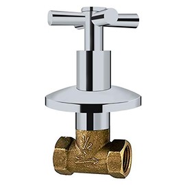 Earl Diamond Concealed Brass 1/2-Inch IPS or G1/2 Water Shower Home Plumbing Shut Off Flow Control Valve Straight Replacement Part with Cross Handle (1Pack)