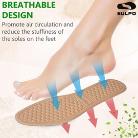 SULPO 1 Pair of Insoles for Fresh Shoes and Feet - Comfortable Soles Against Sweaty Feet - Lightweight and Washable Barefoot Soles Size - Dark Beige - Size 44-45