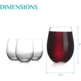 Stemless Wine Glass, Red & White 18oz Stemless Wine Glass Set of 6, Drink Glasses with Durable Chip Resistant Rim, Large Wine Glasses for Enhanced Aeration, Wine Accessories for Parties (18oz -6Pack)