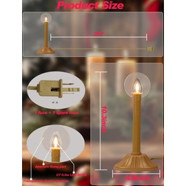 Electric Taper Window Candle Lamps (Set of 2), Plug-in LED Candle Lights with Classic Candlestick Base & Spare Bulbs, Warm White Glow for Christmas & Holiday Window Decor