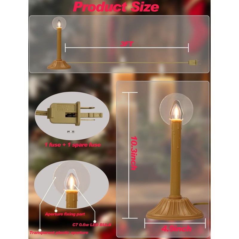Electric Taper Window Candle Lamps (Set of 2), Plug-in LED